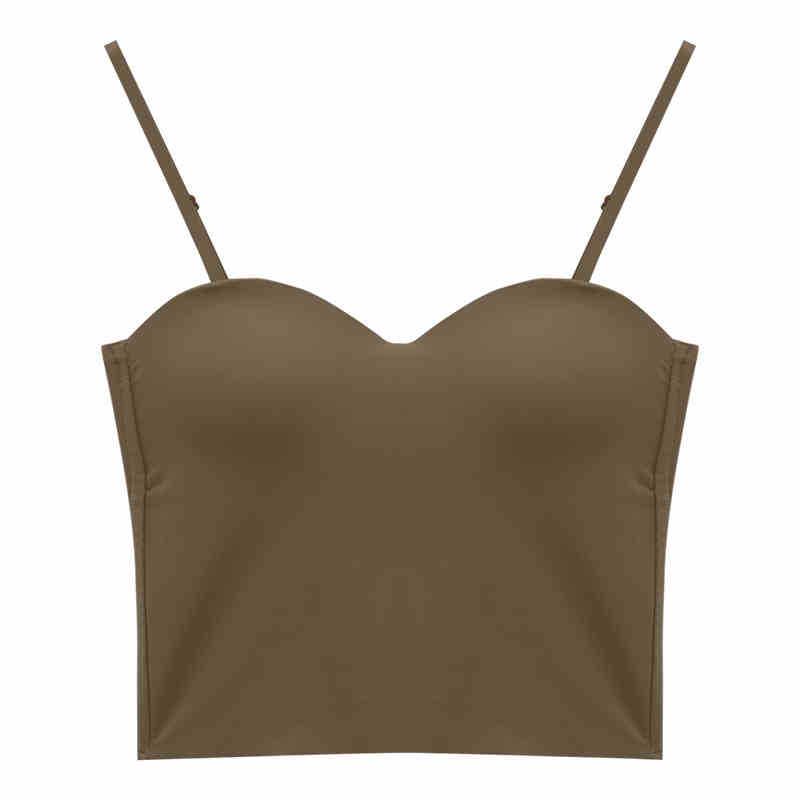 Elegant Ice Silk Camisole with Chest Pads – Sleek and Sexy Back Short Tank Top