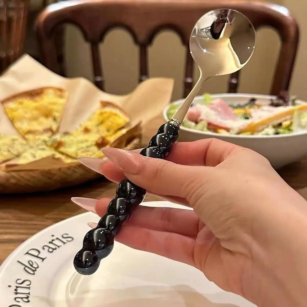 Fashion Home Pearl Handle Spoon Creativity Stainless Steel Spoon Tableware Table Household Dining Coffee Teaspoons Soup Spoon
