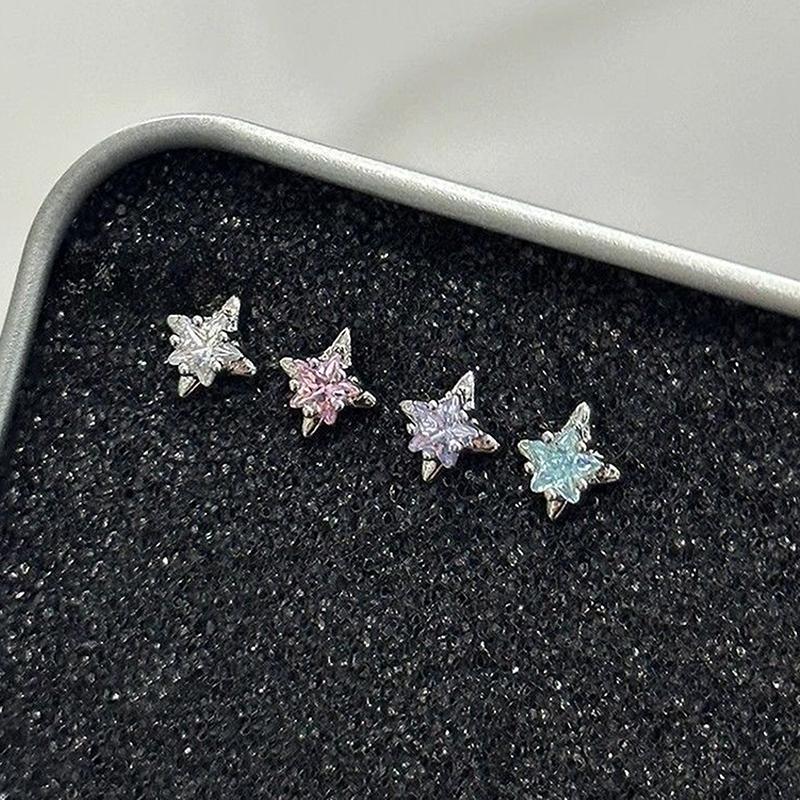 4Pcs Vintage Crystal Zircon Wing Earrings Stud Women Luxury Shiny Angel Wings Cross Silver Color Earrings Studs Couples