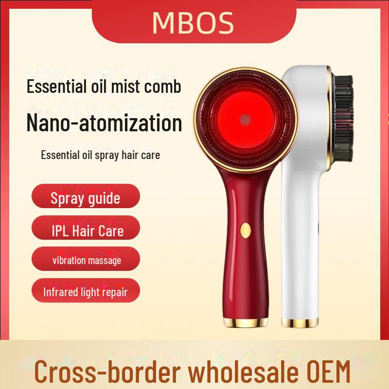 

Электрический скальп-массажер: Трансграничная расческа-спрей Essence Oil с красным и синим светом для роста и ухода за волосами белый