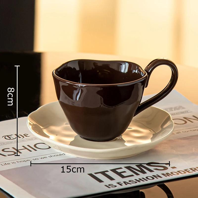 Creative Flower Shape Saucer Ceramic Cup&saucer Dining Table Coffee Cup Milk Tea Mugs Afternoon Tea Teacup Fruit Juice Container