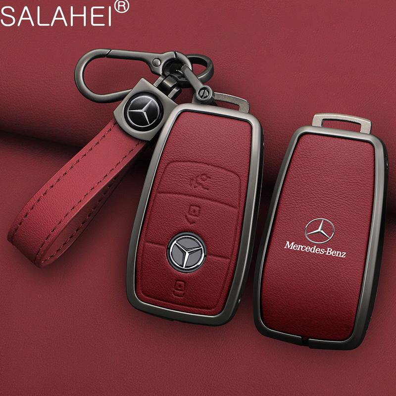 CRX1 Leather Car Key Case Cover Keychain For Mercedes Benz W205 W213 X253 W222 W206 W223 X254 EQE EQS A C E S GLC EQ Series 2015-2026