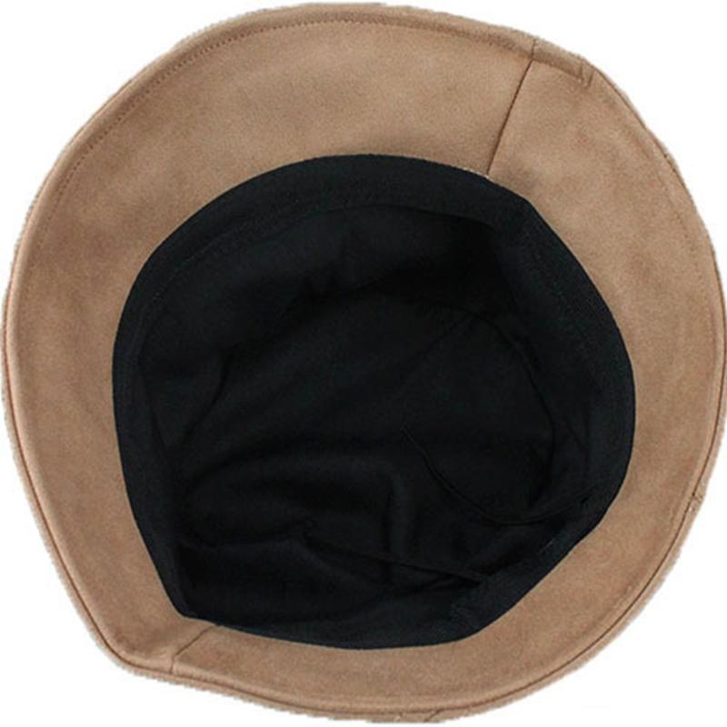 All-match Retro Suede Basin Hat Fashion Fisherman Hat Windproof Bucket Hat for Fall Winter Daily Wear Morning Workout