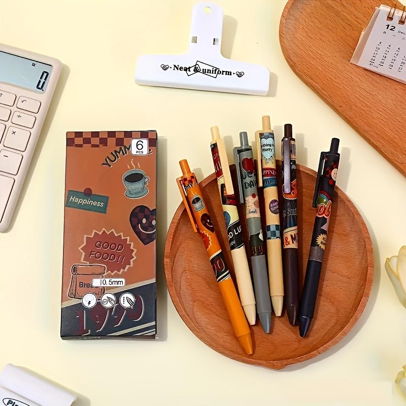 

6pcs Retro Gel Pens, 0.5mm Fine Point Gel Pens, Fast Drying, Smooth Writing, Very Suitable for Diary, Office or School Supplies