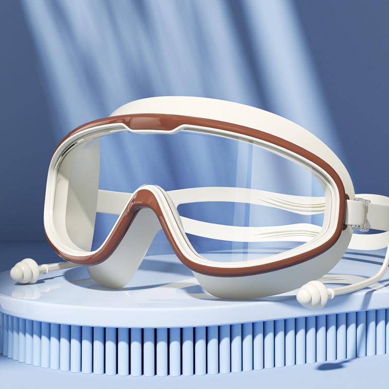 Swimming Goggles with Big Frame HD Lens and Anti-fog Waterproof Swim Goggles for Adults Shower Pool Use by Men Women