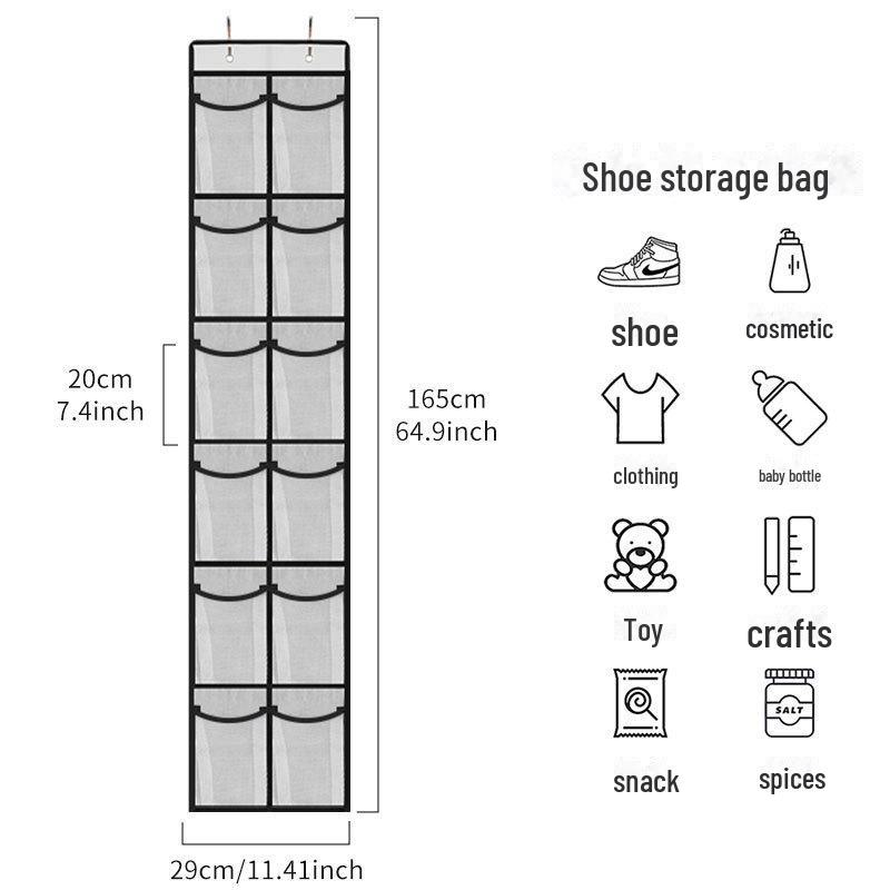 New 24-Compartment Fine Mesh Hanging Shoe Storage Bag with Reinforced Hooks