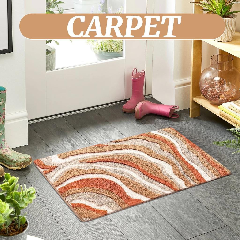 Absorberende baderomsteppe med gummibakside, maskinvaskbar bølgebadematte med myke og høykvalitets ultrafine fibre, egnet for rask tørking