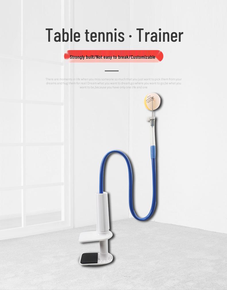 Table Tennis Training Machine with Large Clamp and Blue Rod for Technique Enhancement