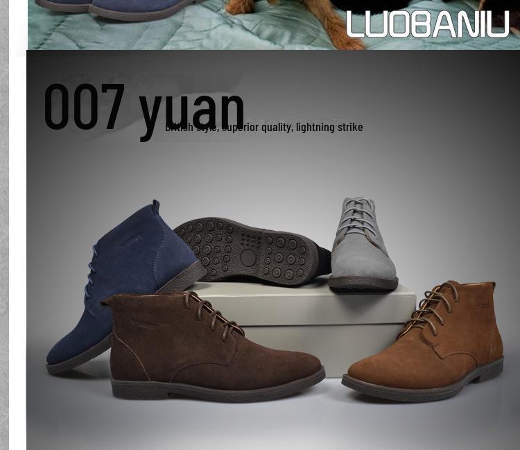 Men's Frosted Leather Suede High-Top Desert Boots
