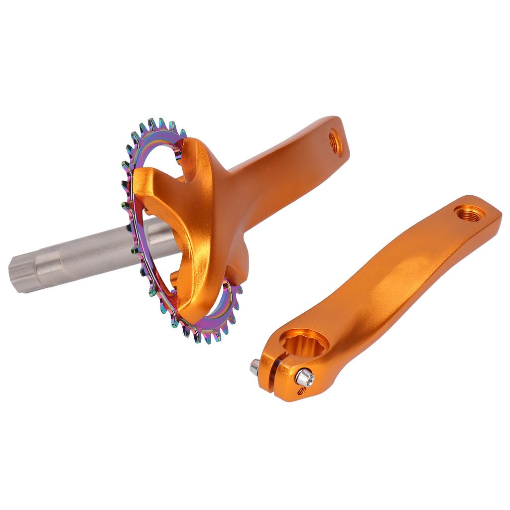 ZK‑22 Bike Crankset with Bottom Bracket 34T Single Speed Crank Set Chainwheel Aluminium AlloyGold