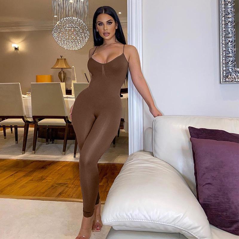 2026 Spring/Summer Women's Solid Color Yoga Jumpsuit - Fashionable Casual Sportswear