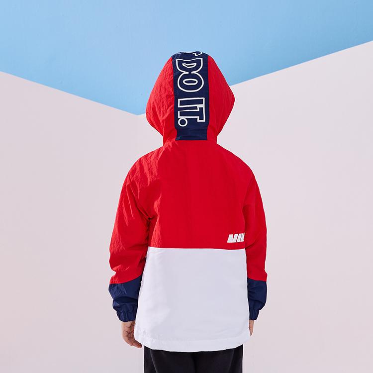 Nike Color Block Woven Hooded Windbreaker Kids Jackets Red NY2212002GS-001