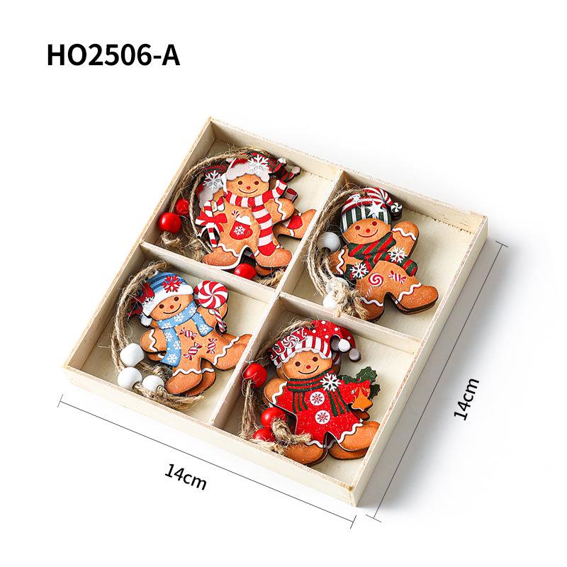 Wooden Gingerbread Man Christmas Tree Ornaments - Hanging Decorations for Home