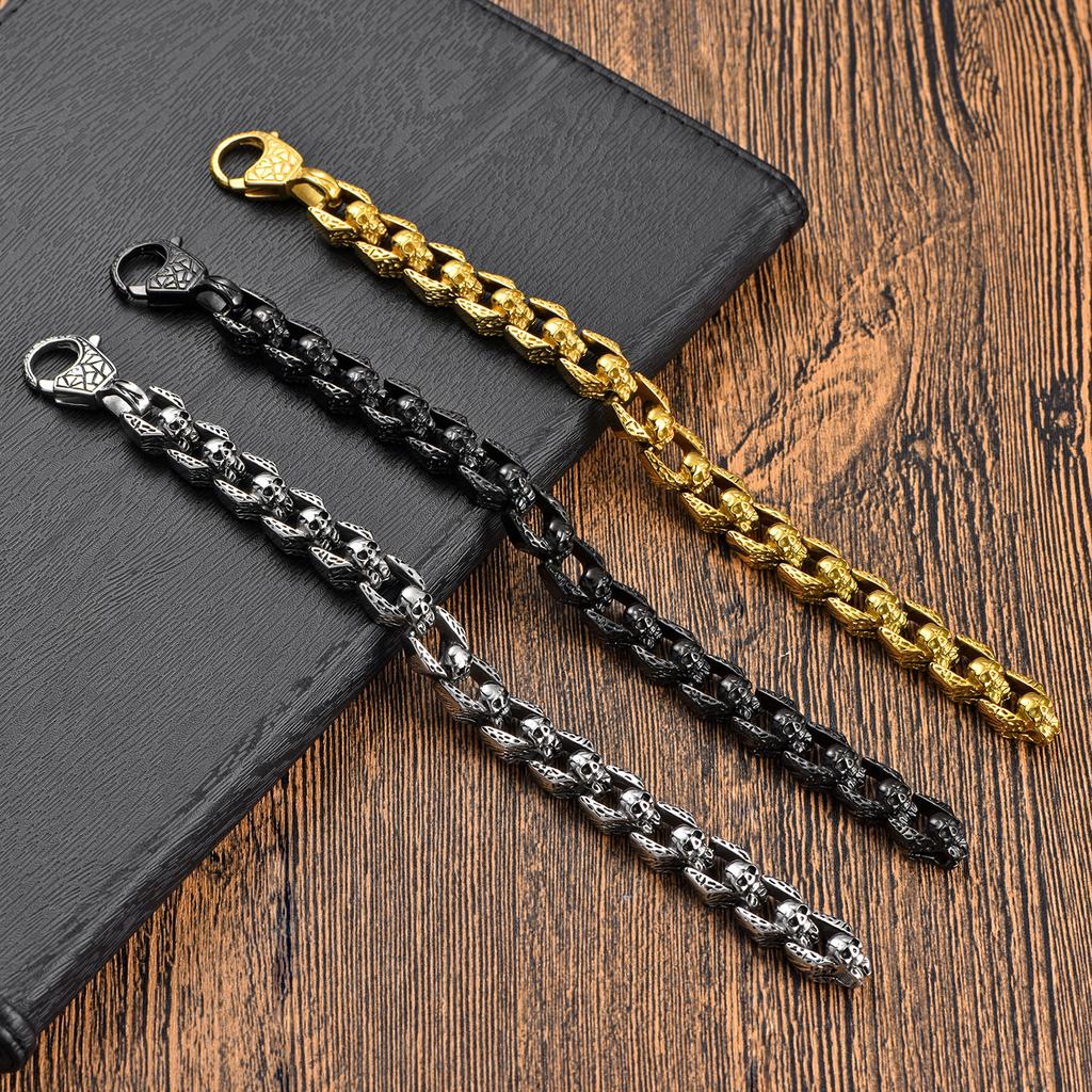 Stainless Steel Bracelet Vintage Personality Punk Skull Bracelet Hip Hop Rock Men's Bracelet