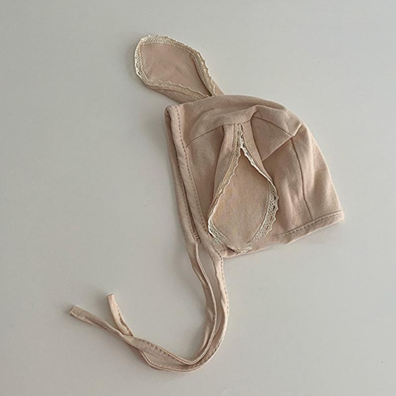 Newborns Cotton Bonnet Hat with Earflaps and Chin Ties, Breathable Baby Fetal Caps Comfortable Toddlers Warm Hat