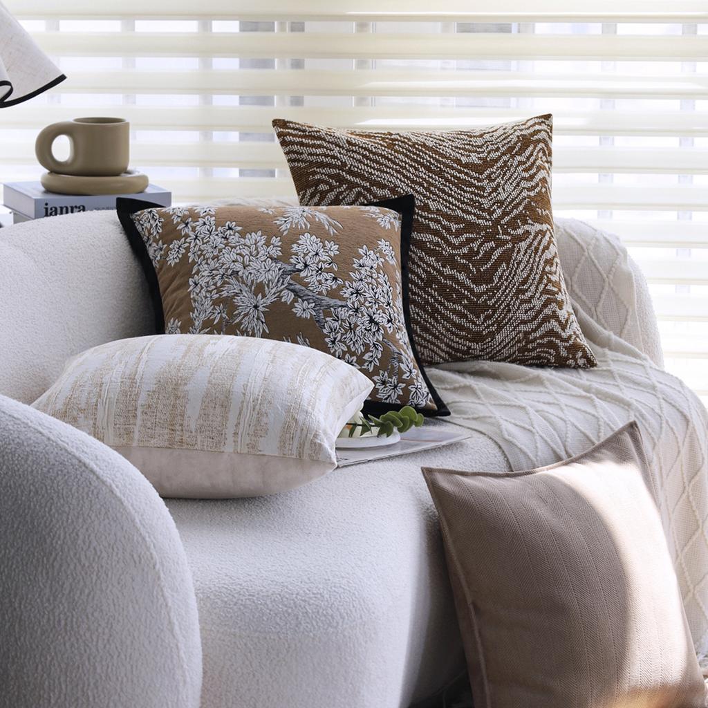 Hnědý povlak na polštář, Lehký luxusní francouzský polštář, Polštář na pohovku do obývacího pokoje, Polštář do arkýře, Bederní polštář