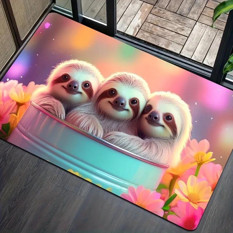 1PC Flag Pattern Kitchen Rugs Non-Slip Home Door Mats Pop Design Bathroom Rugs Bath Mat Carpet for Home Sink Laundry Decor