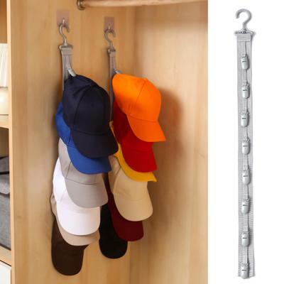 Hanging Hat Organizer Wardrobe Hat Hanger with 8 Clips Vertical Baseball Cap Holder for Door Wall Closet Bedroom Entrance Hat Storage
