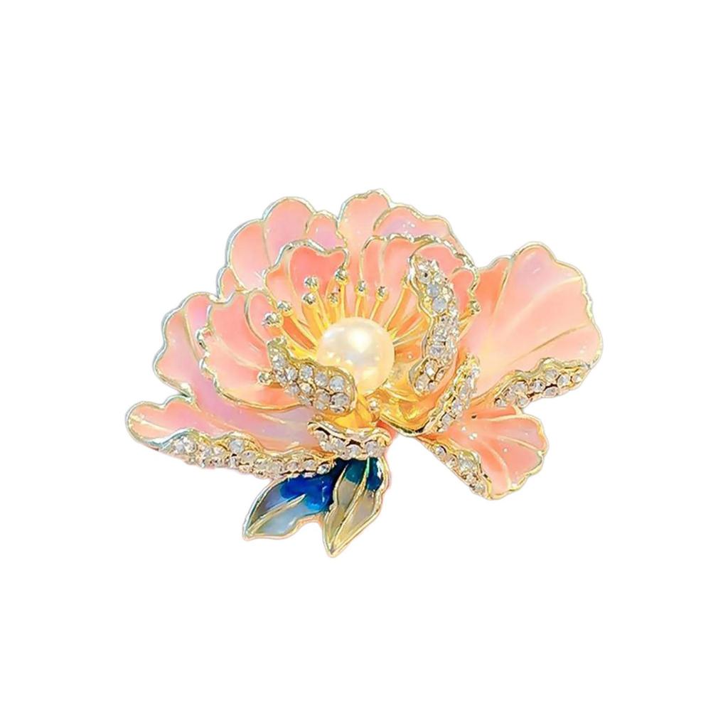 Elegante Pfirsichfarbene Emaille-Brosche Modeschmuck-Accessoires Damen Reversnadel Kleidung Korsage Schmuck für Hochzeitsfeier