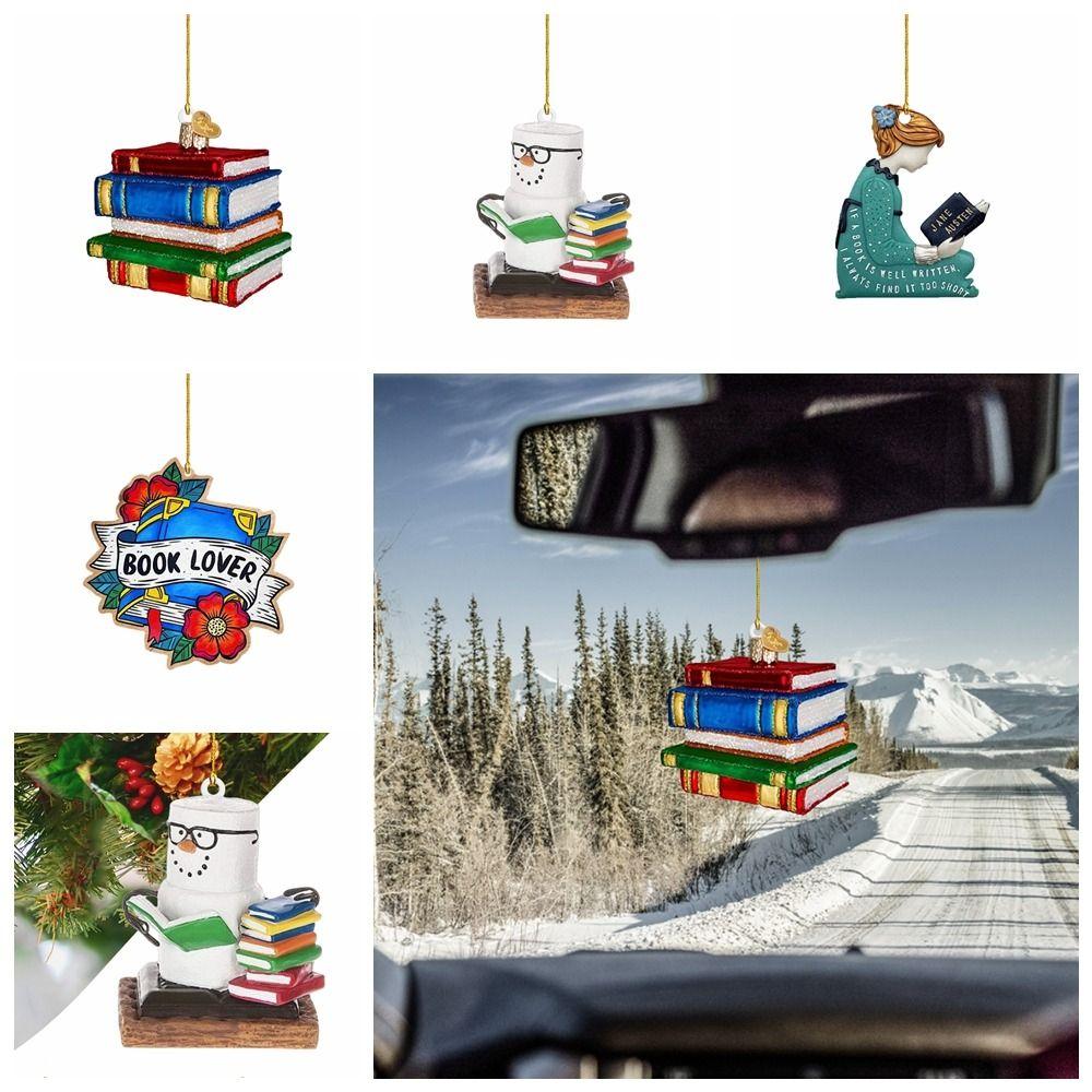 

Easy to Hang Acrylic Xmas Tree Hanging Pendant Handmade Painted Stain Book Ornament DIY Book Xmas Book Drop Ornaments Home Decor