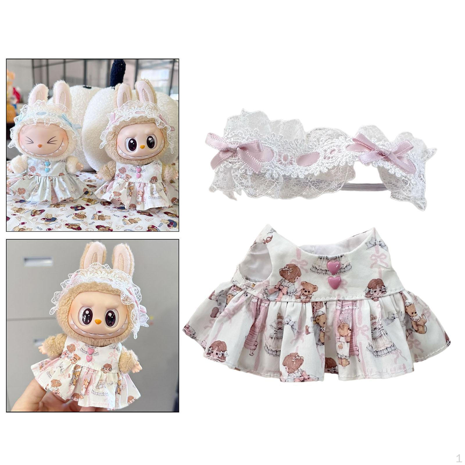 

Doll Clothes Dress and Hair Accessories Pretend Play Comfortable Stylish Costume розовый