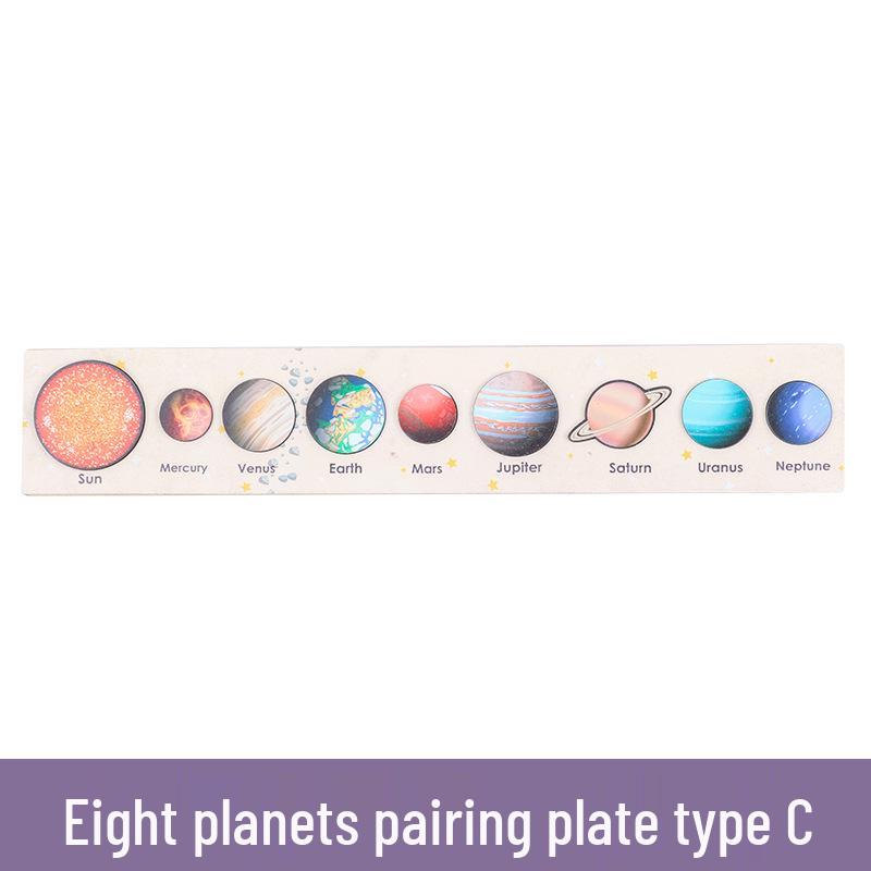 Cross-border Wooden Solar System Puzzle: Educational Planet Earth Matching Board Game for Children