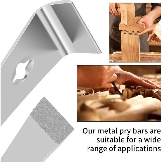 4 Pcs Pry Bar Scraper Set with Built in Nail Puller Stainless Steel Pry Bar Set Flat Pry Tool Multifunctional Crowbar Tool Portable Trim Puller Tool
