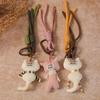 Forest Fabric Kitten Pendant: Retro Cartoon Bag Charm & Keychain