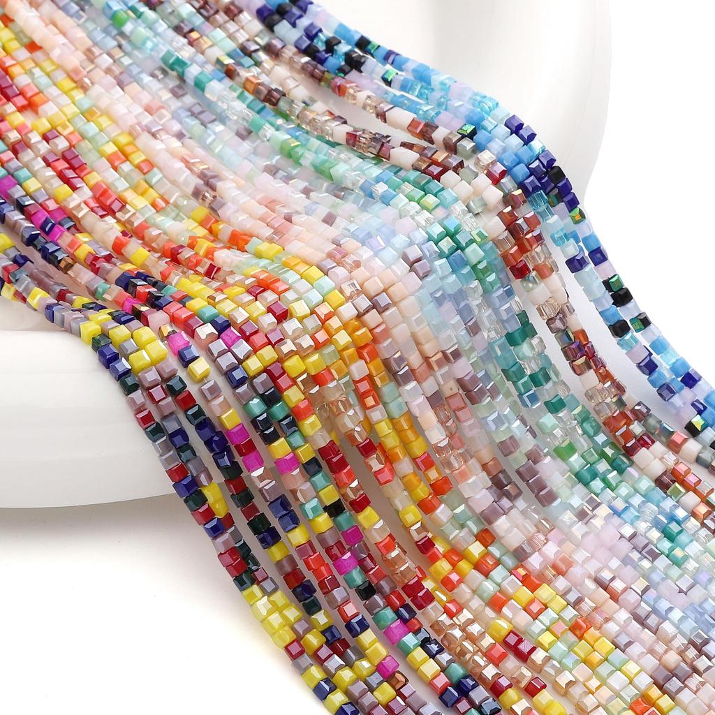 180Pcs Glass Surface Square Lnterval Bead For DIY Bracelets Necklaces Jewelry Making