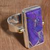 Bague bicolore faite à la main en argent sterling 925 avec pierre précieuse turquoise violette naturelle pour femmes et filles