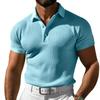 Amazon Men's Polo Shirt Short Sleeve T-Shirt Summer Europe and America Large Size Lapel Button Slim Fit Waffle Men's T-Shirt