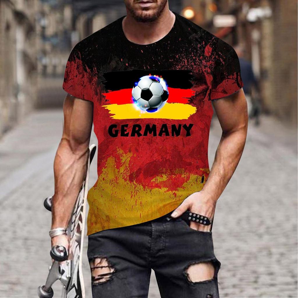 Men's Short Sleeve Crew Neck T Shirt with Soccer Ball Graphic Print Casual Regular Fit Comfortable Top for Daily Wear