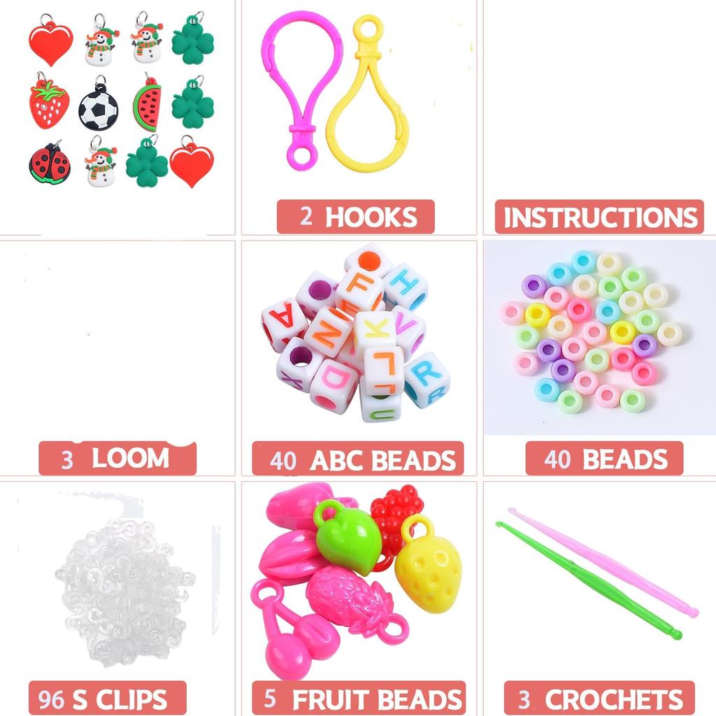 YUSLROB Rubber Band Refill Kit, Rubber Band Bracelet Set (2000+) - Kids Loom Bracelet Making Kits, Bracelet Making Kits (2000+Rubber Band Bracelet