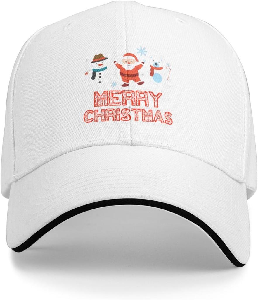 Merry Christmas Santa Snowman Polar Bear Baseball Cap Polyester Adjustable Outdoor Casual Baseball Hat