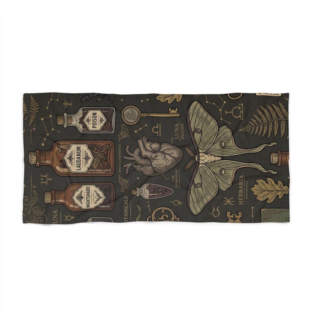 Vintage Apothecary Moth Pattern Summer Beach Towel Sauna Spa Bathroom Towels Baby Travel For Home Playa Swimming Pool Bath Gym