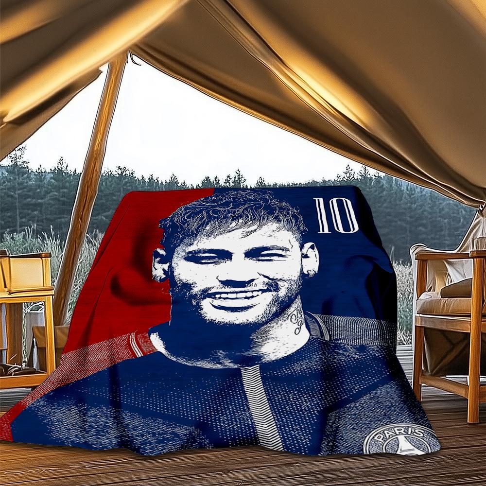 1pc Neymar Outdoor Flannel Blanket, Soft,