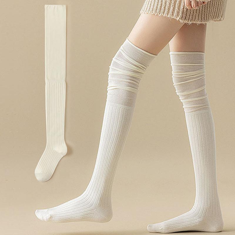 Solid Color Thigh High Stockings Women Trendy Casual Over The Knee Female Long Socks Thermal Warm Cotton Tall Tube Leggings
