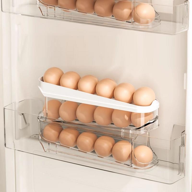 Egg Storage Box Organizer for Refrigerator Rolling Egg Organizer Holder Fridge Storage Organizer Food Storage Container