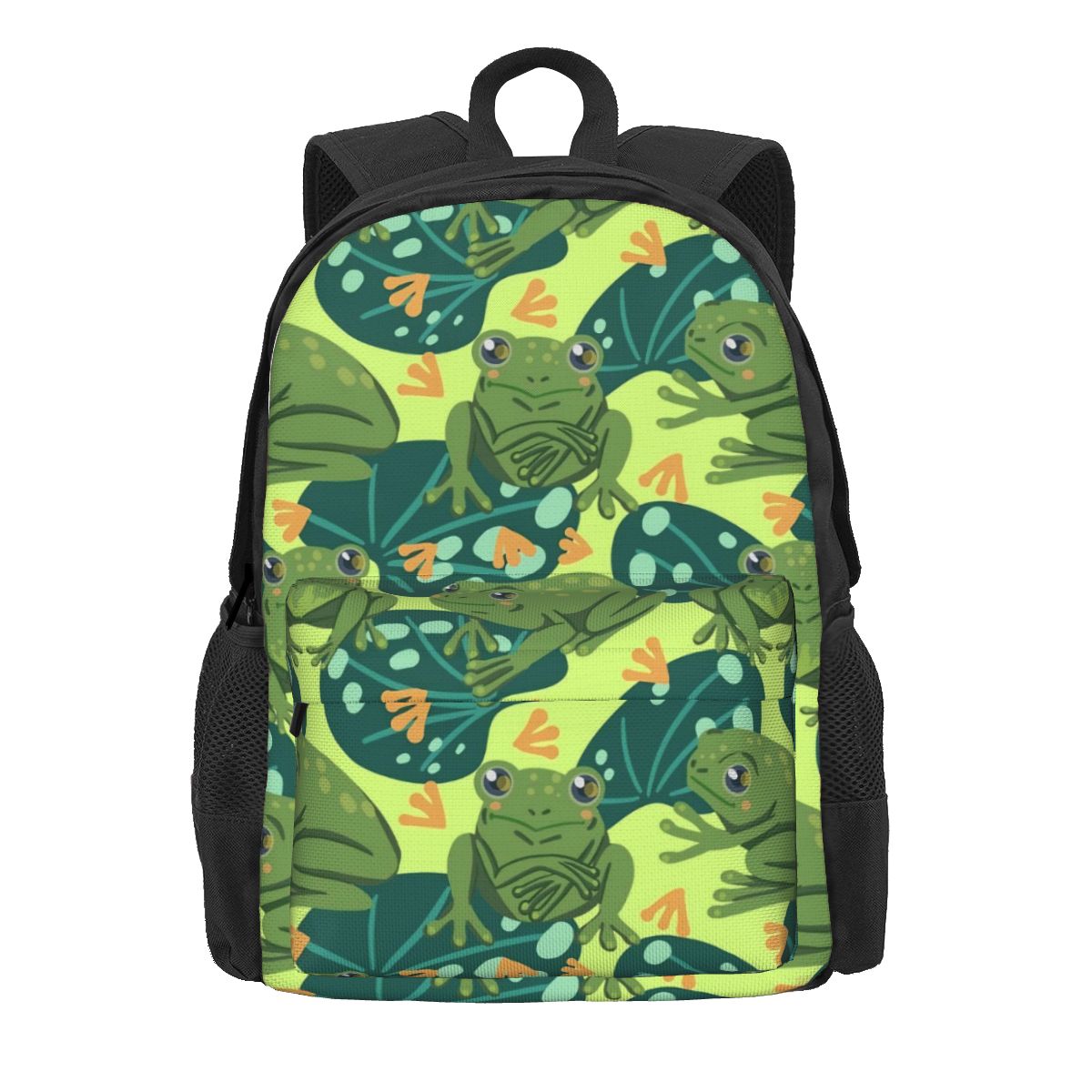 Schattige Kikkerprint Rugzak Kleurrijke Dieren Wandelrugzakken Meisjes Design Print High School Tassen Esthetische Rugzak 36x32x10cm