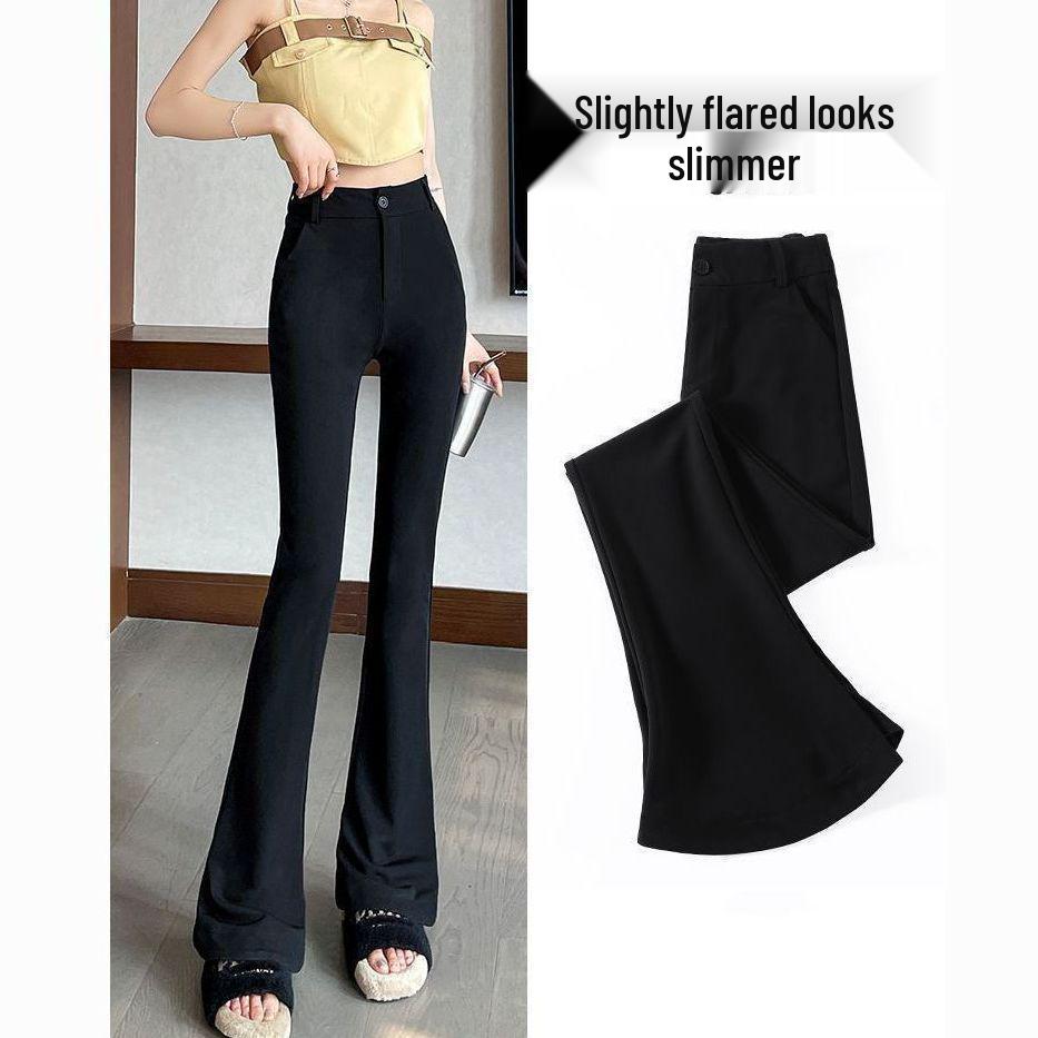 

Petite High-Waisted Gray Micro-Flare Pants with Slimming Draped Effect and Bell Bottoms, Casual Floor-Length. XL (suggested weight: 116-126 jin)