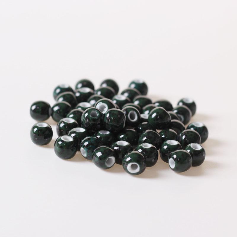 Ancient-Style Green Speckled Ceramic Beads for DIY Jewelry