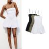 Spring New off-the-Shoulder Design Stretch Camisole Puffy Poplin Rib Patchwork Dress 4174347