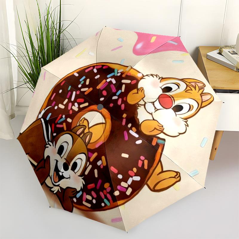 

Donut Chip n Dale Cartoon Umbrella, Portable 3-Fold Compact Umbrella, Suitable for Camping, Hiking and Travel, Ideal Easter Birthday Gift