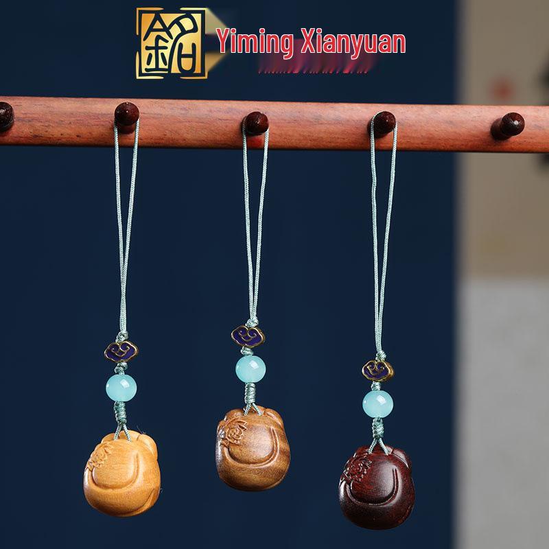 Rosewood & Green Sandalwood Fish Mobile Phone Strap Keychain Pendant