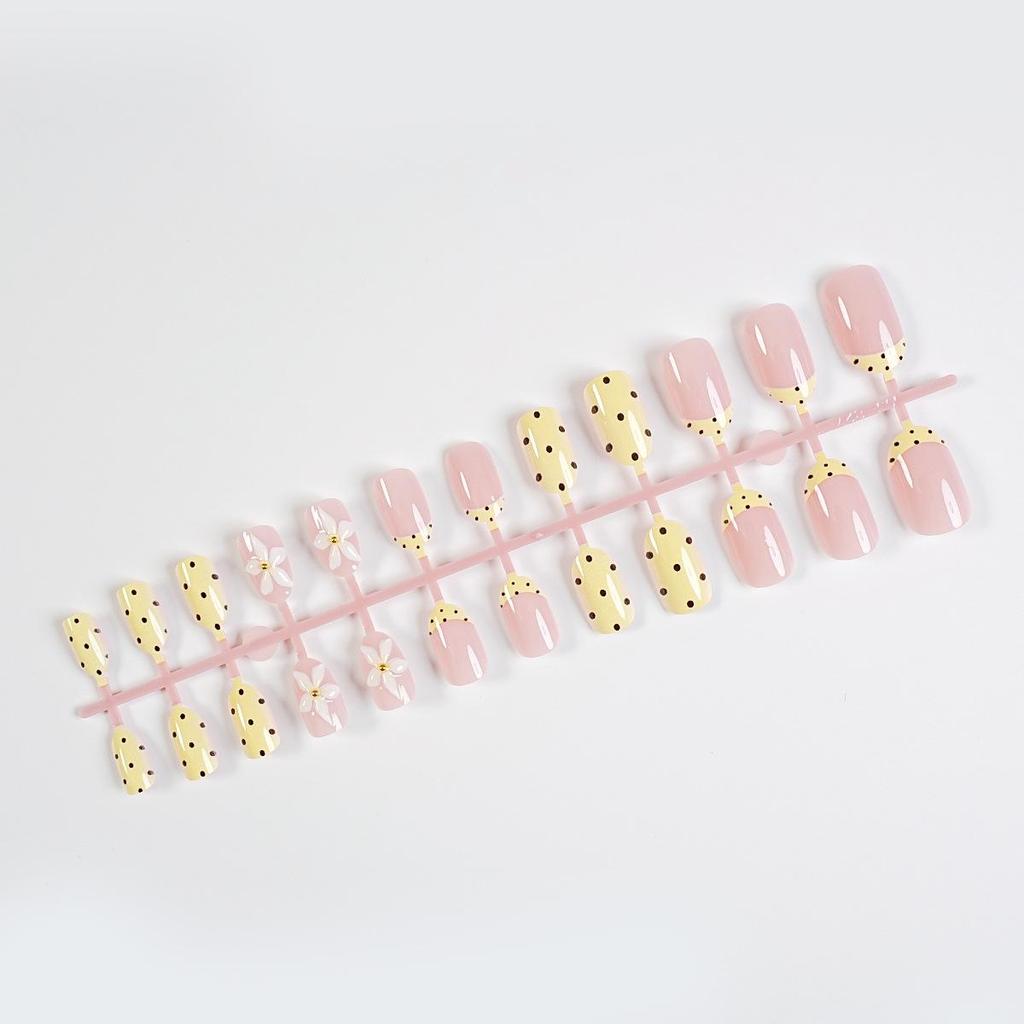 Spring/Summer Cream Yellow Polka Dot Nail Stickers