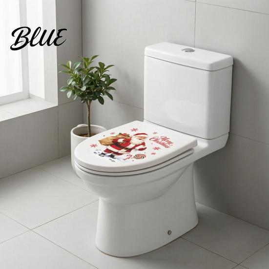 Winter Bathroom Festive Decorations Christmas Toilet Stickers Funny Santa Claus Waterproof Lid Tank Seat Decals Decal Cistern Self-Adhesive
