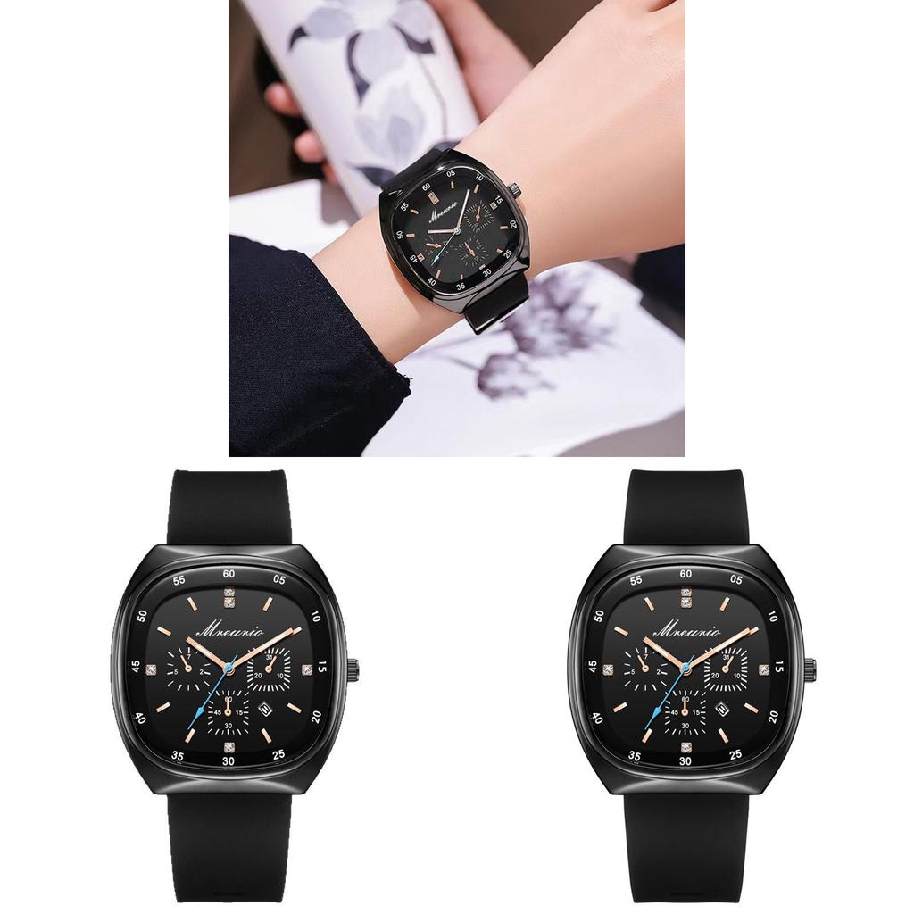Silicone Watch Strap Mens Quartz Watch With Mineral Glass For Business Style Office Use
