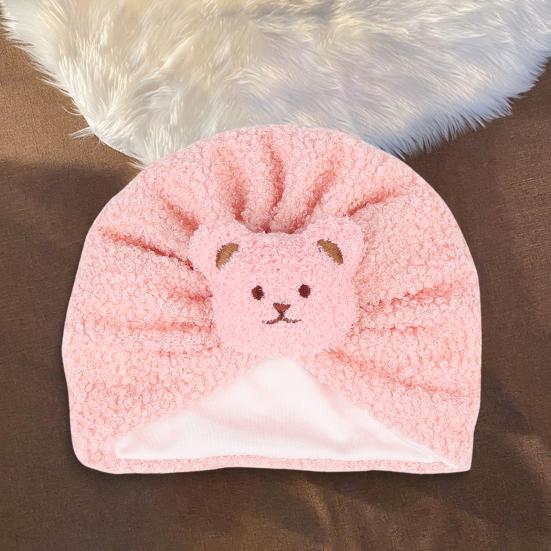 Children Hat Cartoon Bear Design Comfortable Elastic Fit Knitting Hat All-Round Thermal Protection Winter Baby Hat