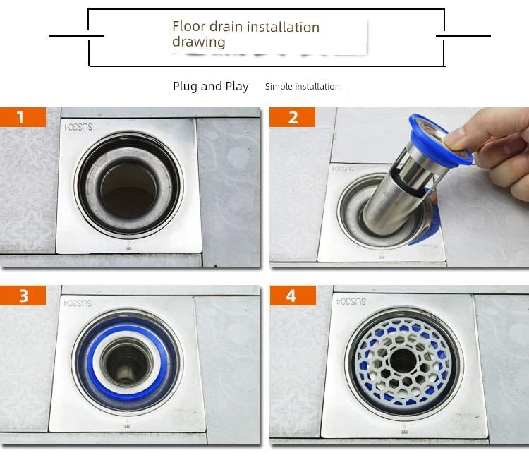 Anti-Odor Stainless Steel Inner Core Sealing Cover Floor Drain Odor Preventer