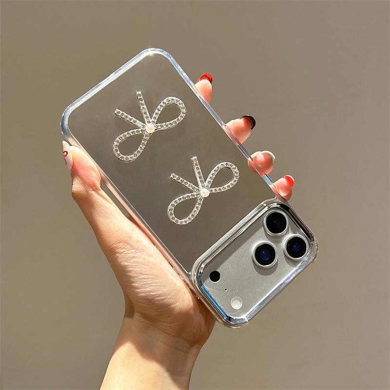 

Applicable To Iphone16Pro Three-Dimensional Bow Mirror Apple 17 Creative Crystal Chain 15Plus Makeup Mirror 14 iPhone 7/8/SE 2020